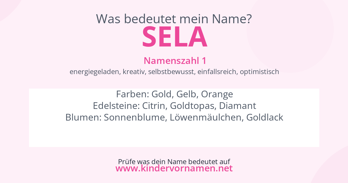 Was bedeutet der Name Sela?