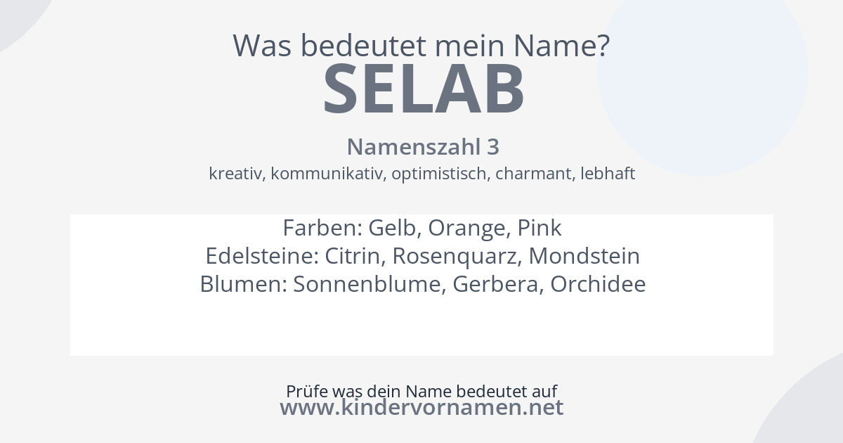 Was bedeutet der Name Selab?
