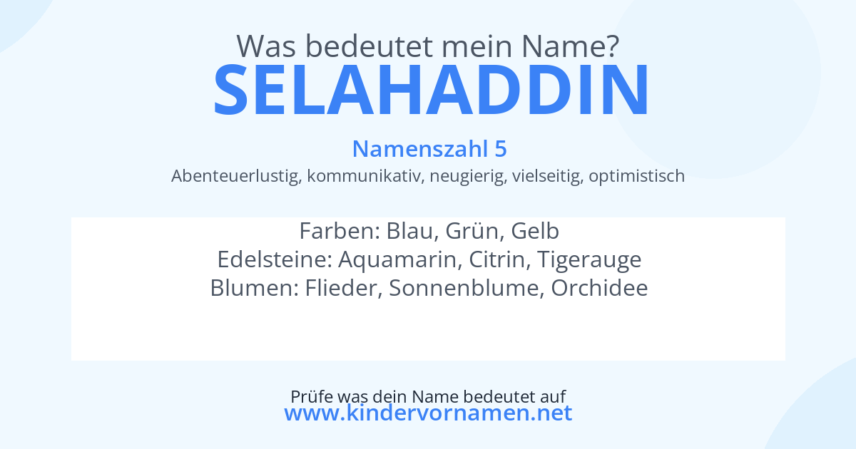 Was bedeutet der Name Selahaddin?