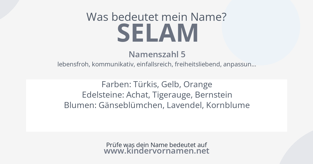 Was bedeutet der Name Selam?