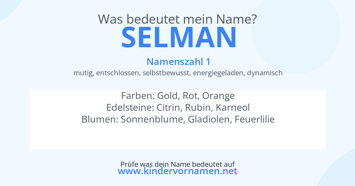 Was bedeutet der Name Selman?