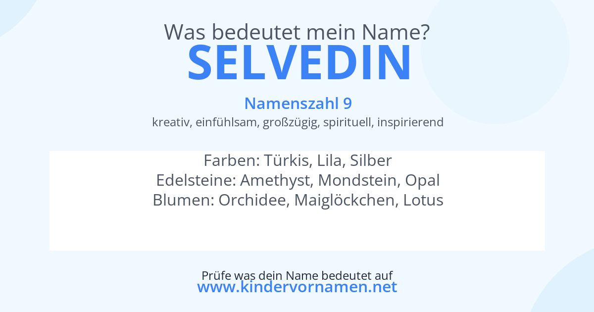 Was bedeutet der Name Selvedin?