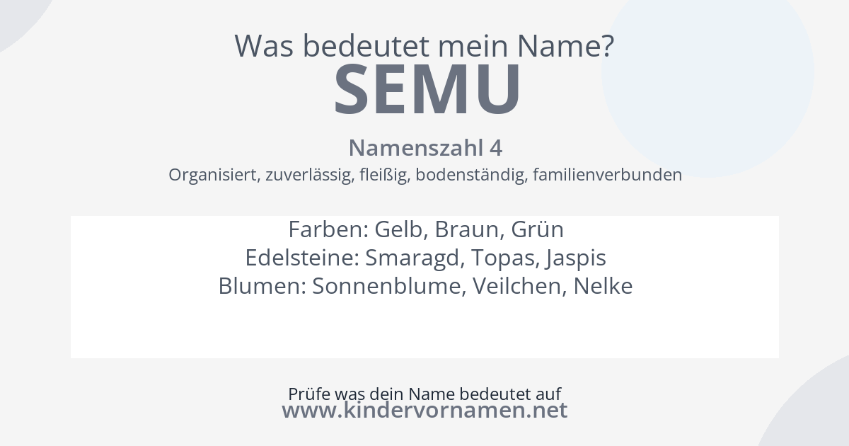 Was bedeutet der Name Semu?