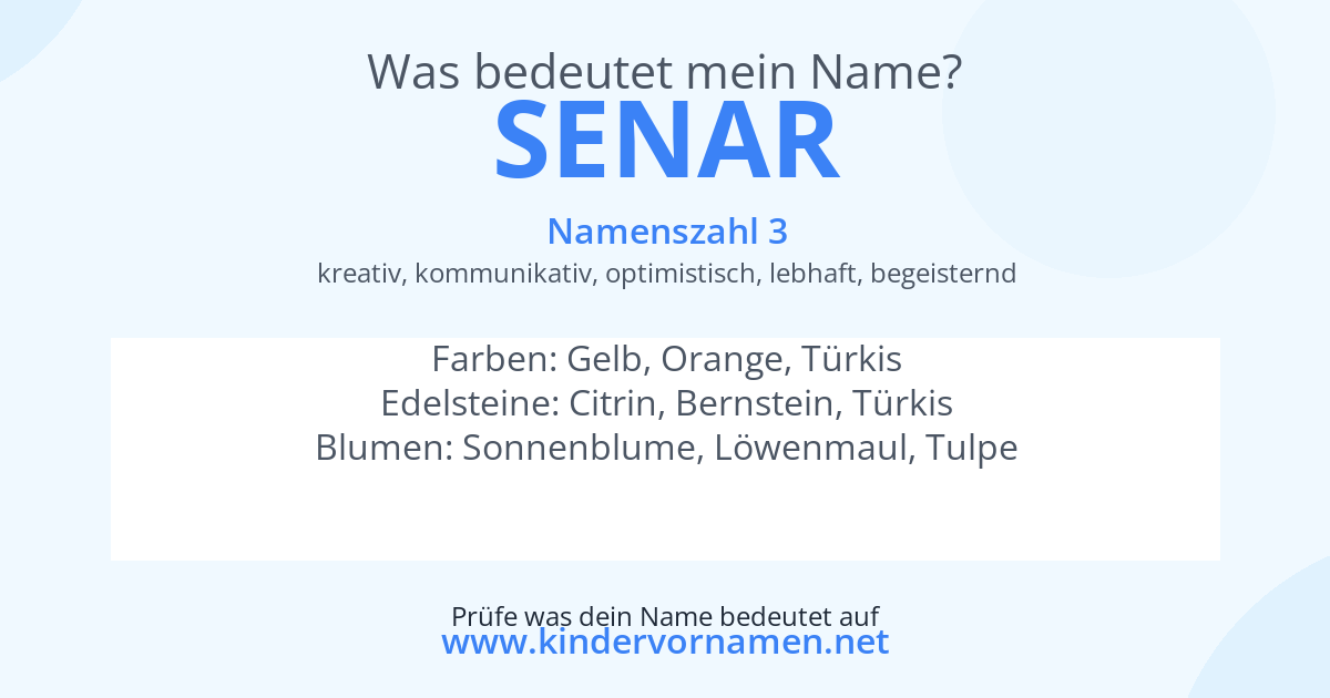 Was bedeutet der Name Senar?