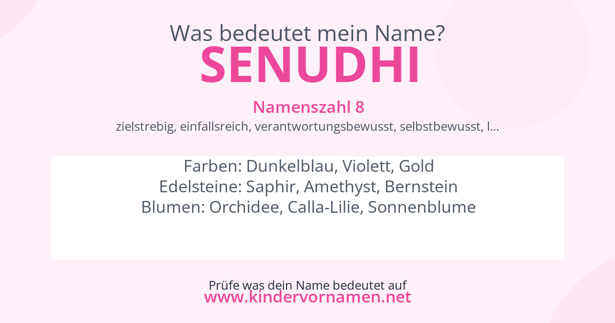 Was bedeutet der Name Senudhi?