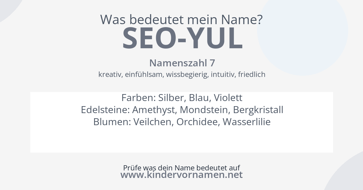 Was bedeutet der Name Seo-Yul?