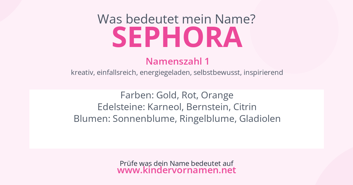Was bedeutet der Name Sephora?