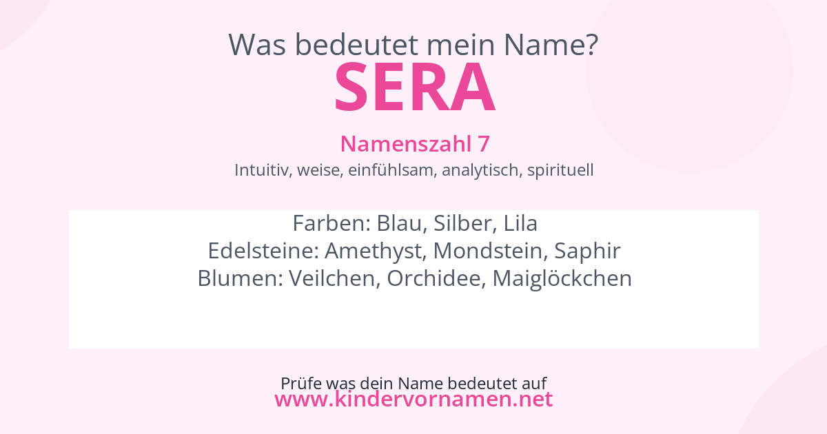 Was bedeutet der Name Sera?