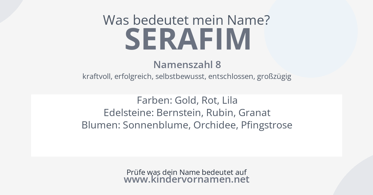 Was bedeutet der Name Serafim?