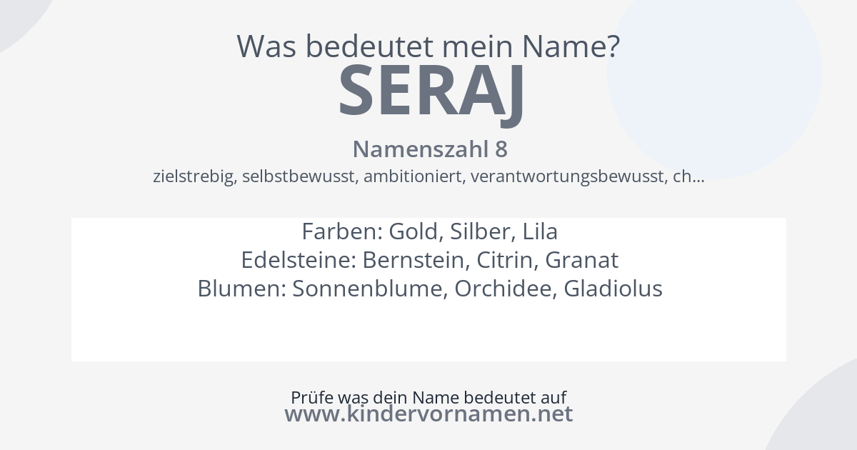 Was bedeutet der Name Seraj?