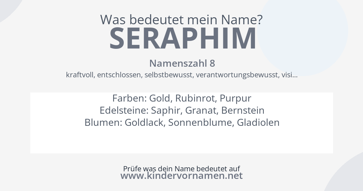 Was bedeutet der Name Seraphim?