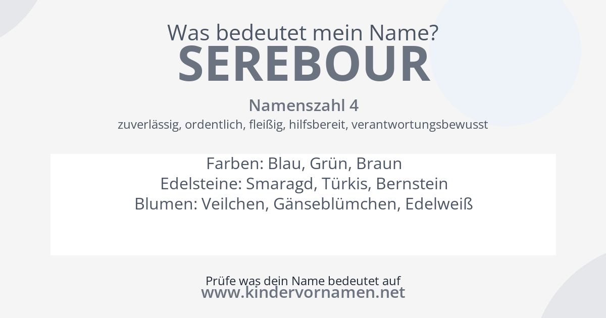 Was bedeutet der Name Serebour?