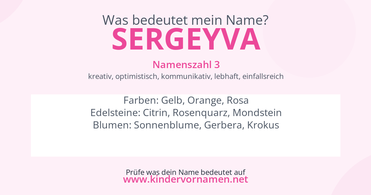 Was bedeutet der Name Sergeyva?