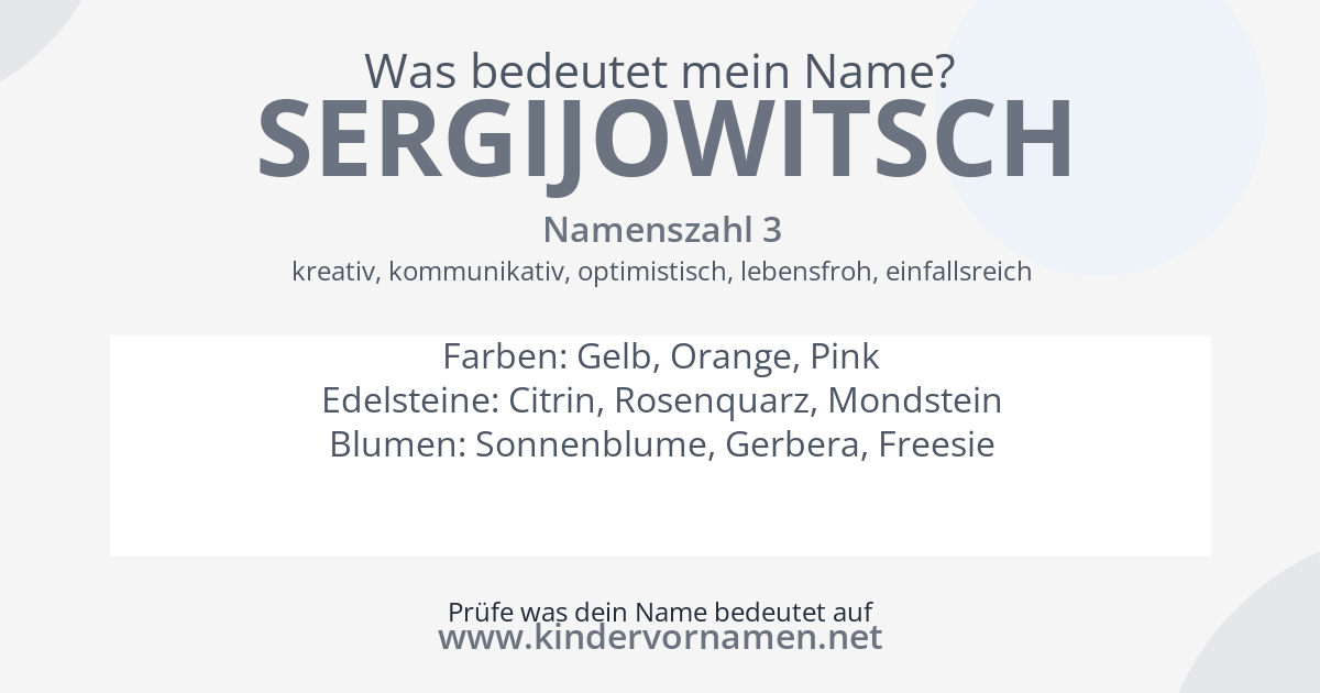 Was bedeutet der Name Sergijowitsch?