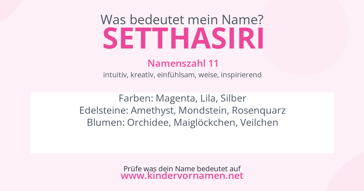Was bedeutet der Name Setthasiri?