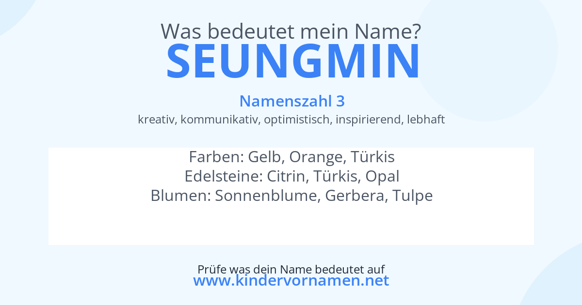 Was bedeutet der Name Seungmin?