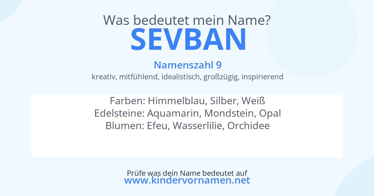 Was bedeutet der Name Sevban?