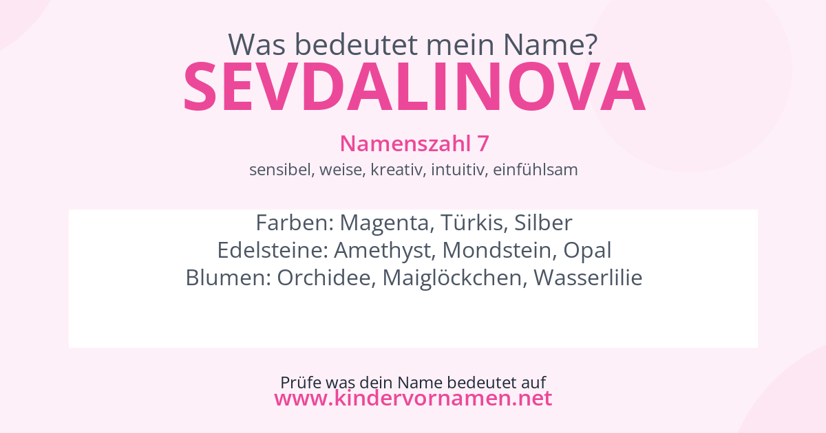 Was bedeutet der Name Sevdalinova?