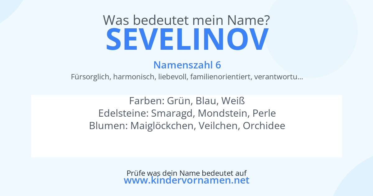 Was bedeutet der Name Sevelinov?