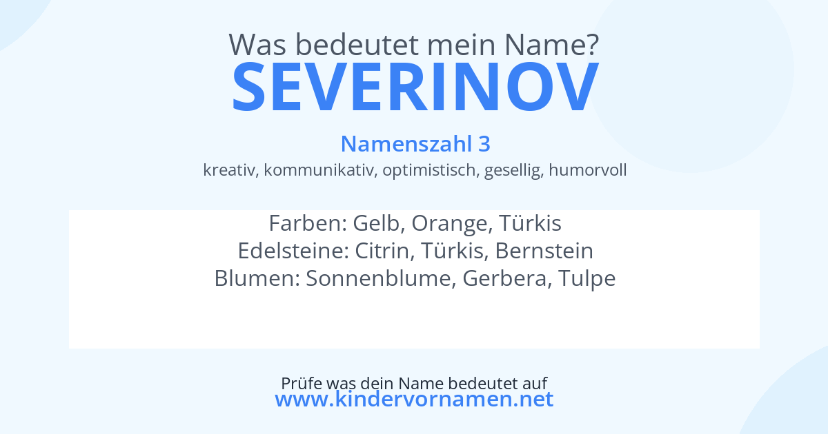 Was bedeutet der Name Severinov?