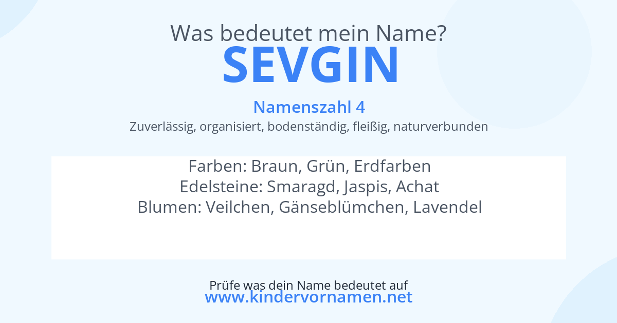 Was bedeutet der Name Sevgin?