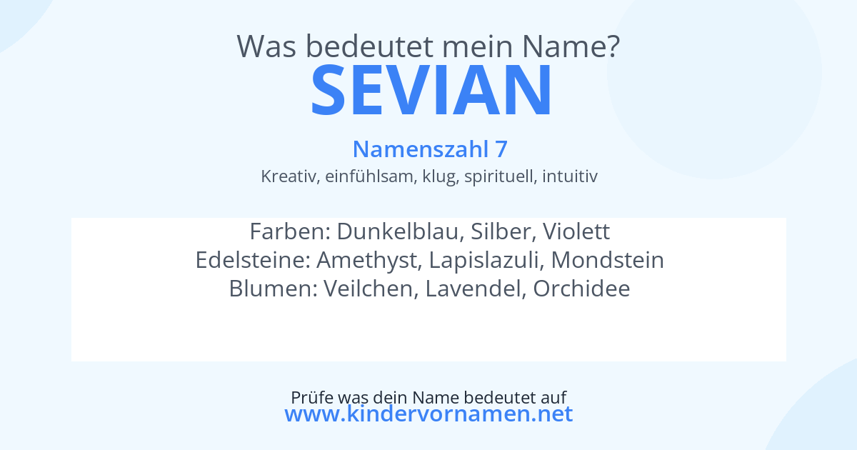 Was bedeutet der Name Sevian?