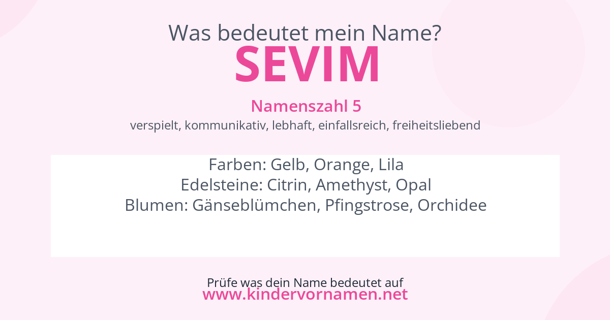 Was bedeutet der Name Sevim?