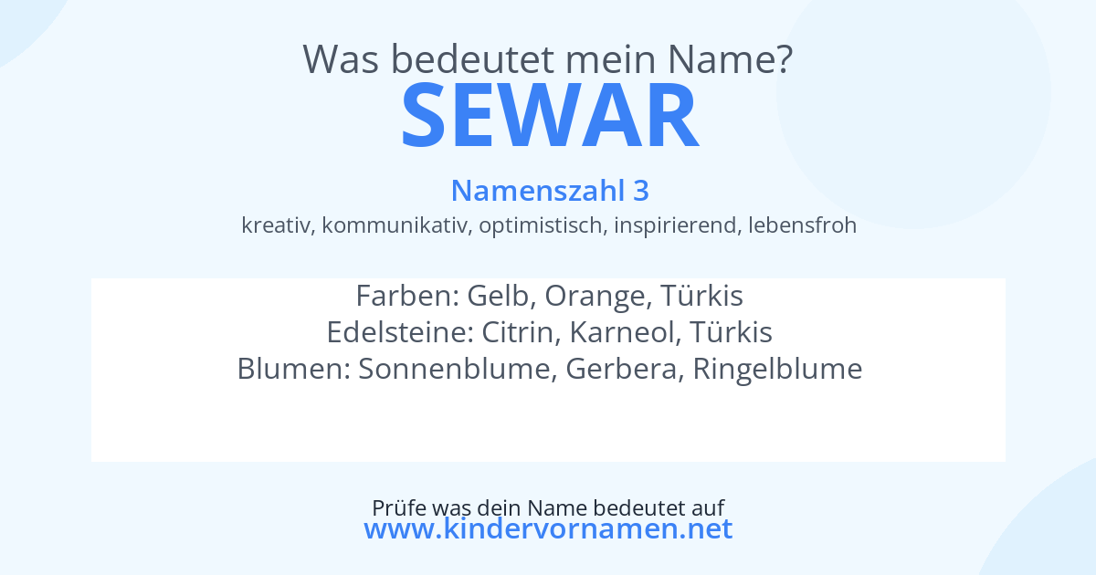 Was bedeutet der Name Sewar?