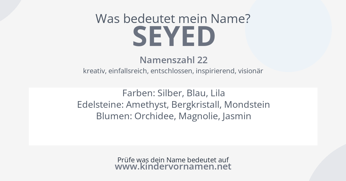Was bedeutet der Name Seyed?