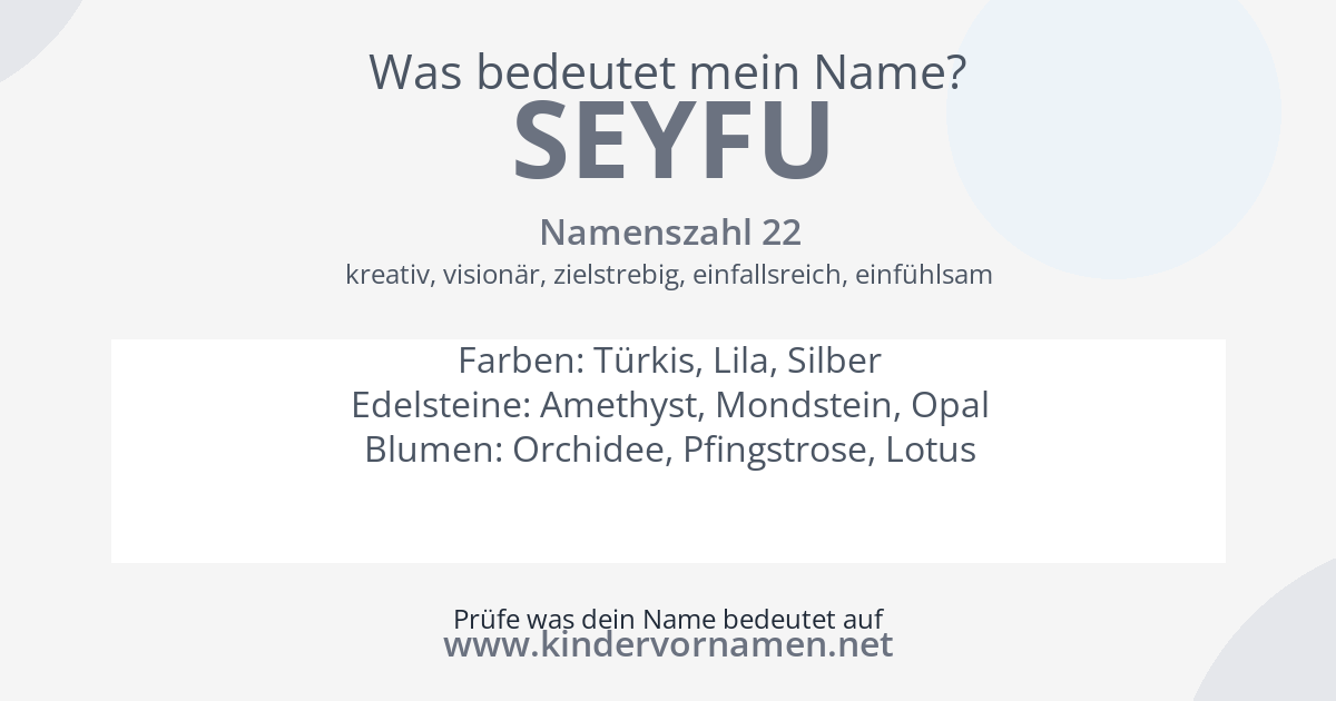 Was bedeutet der Name Seyfu?