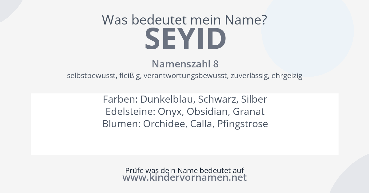 Was bedeutet der Name Seyid?