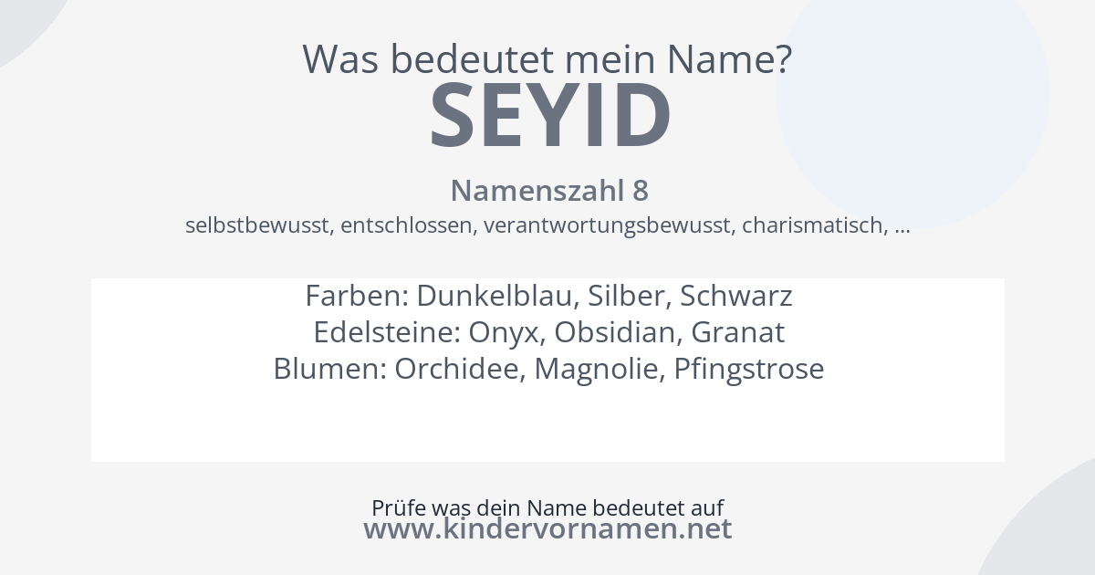 Was bedeutet der Name Seyid?