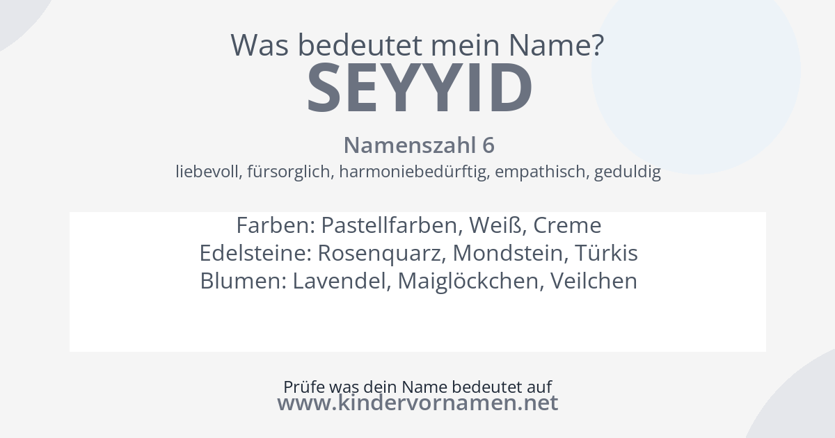 Was bedeutet der Name Seyyid?
