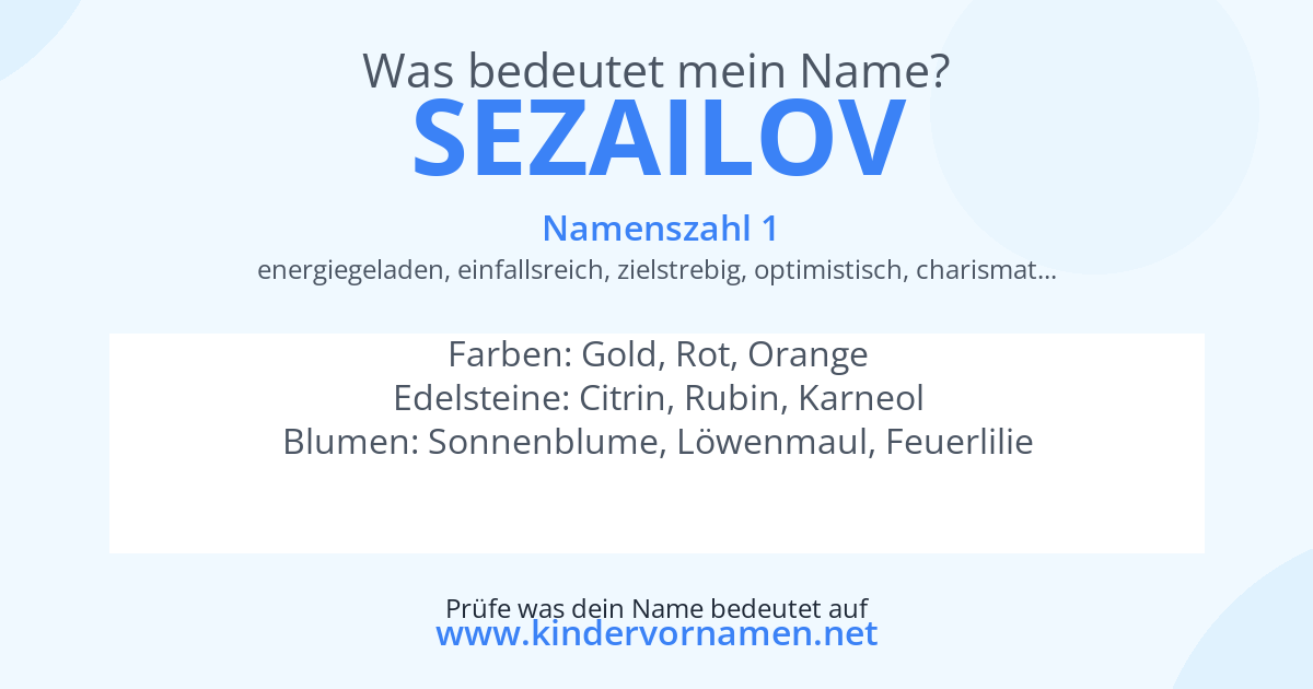 Was bedeutet der Name Sezailov?