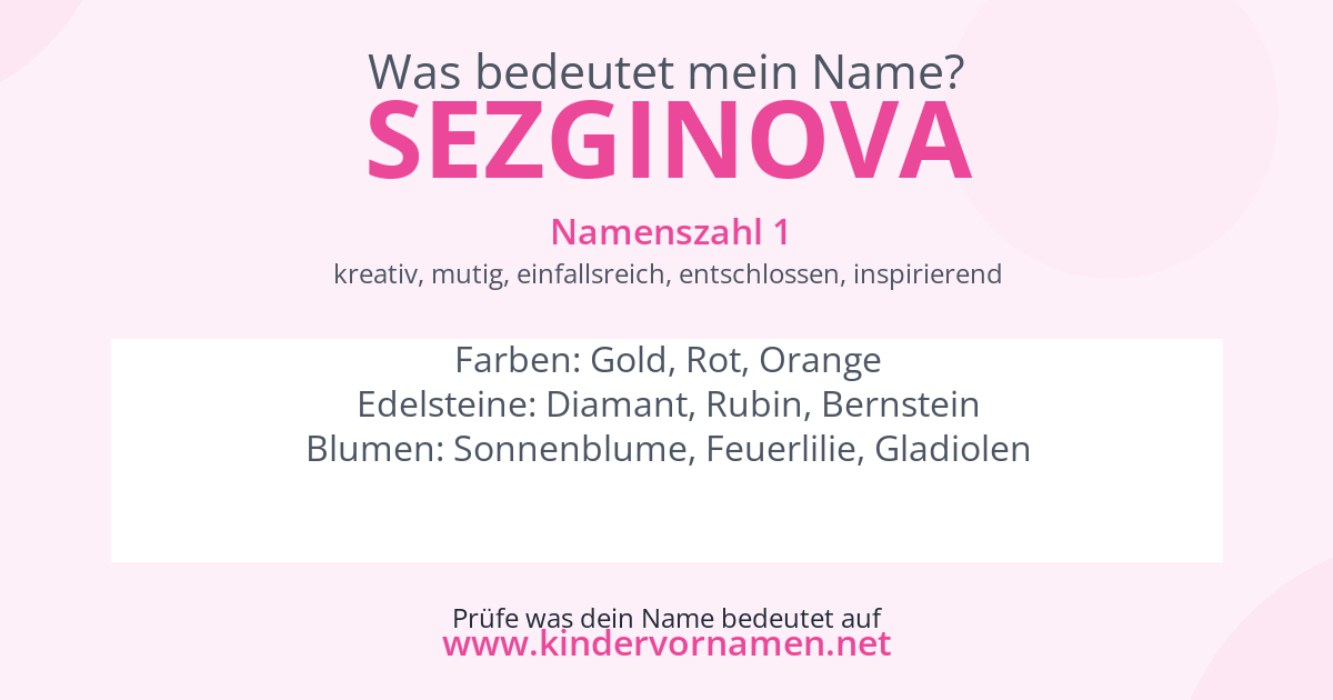 Was bedeutet der Name Sezginova?