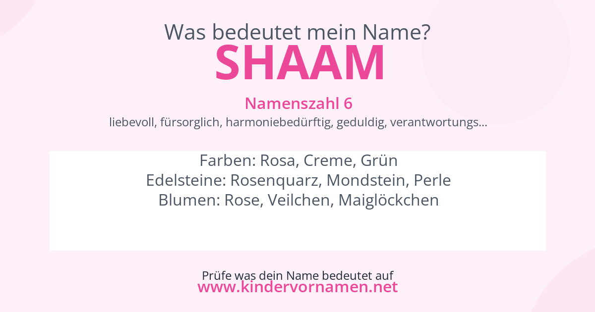 Was bedeutet der Name Shaam?