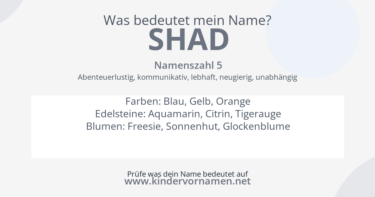 Was bedeutet der Name Shad?