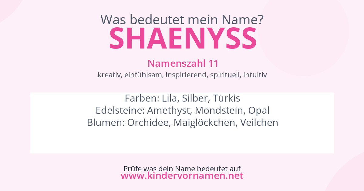 Was bedeutet der Name Shaenyss?