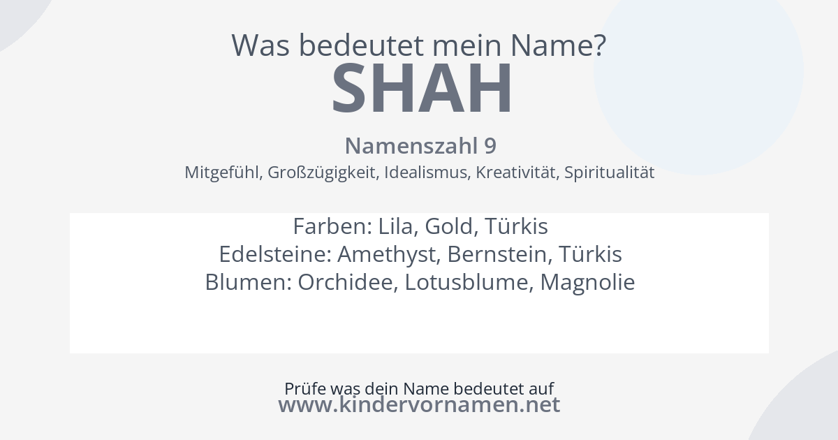 Was bedeutet der Name Shah?