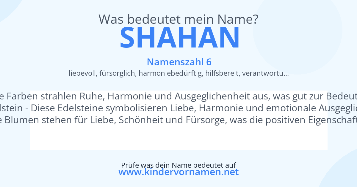 Was bedeutet der Name Shahan?