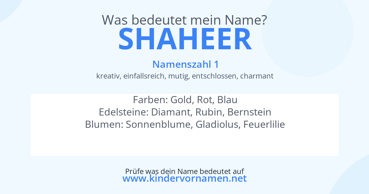 Was bedeutet der Name Shaheer?