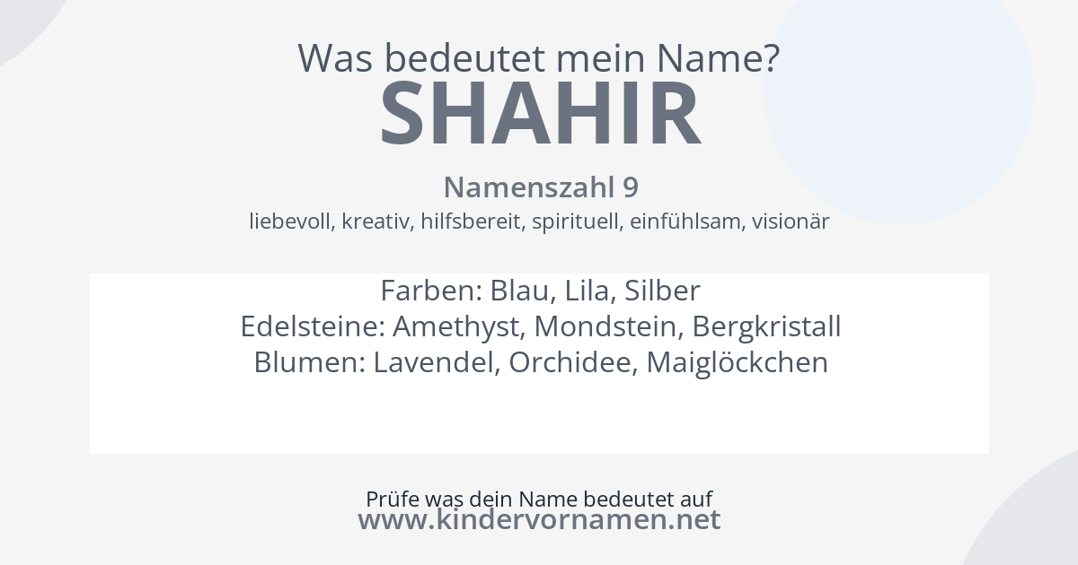 Was bedeutet der Name Shahir?