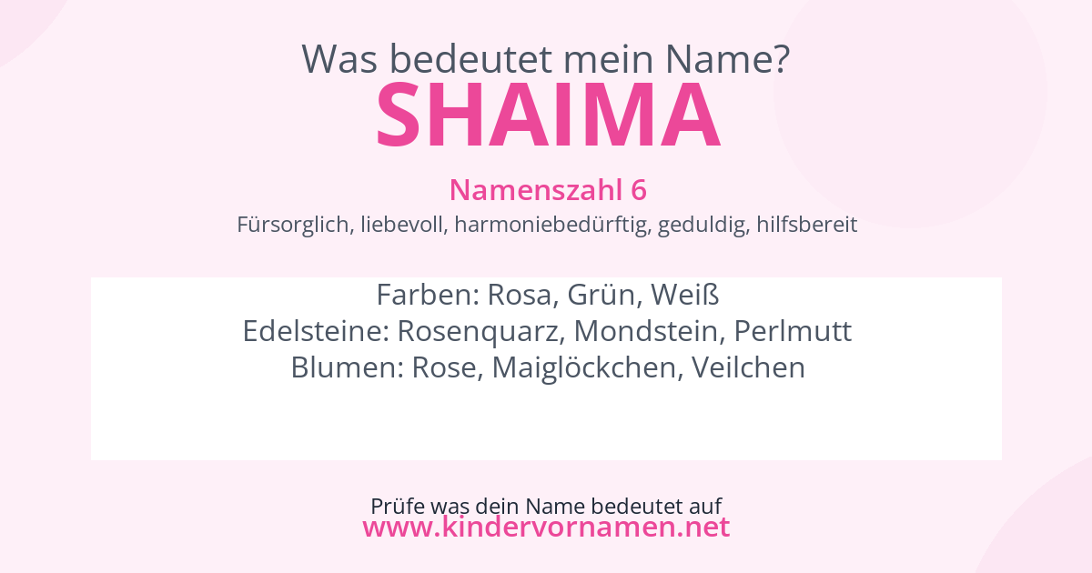 Was bedeutet der Name Shaima?