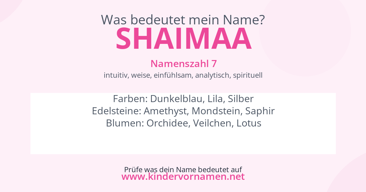 Was bedeutet der Name Shaimaa?