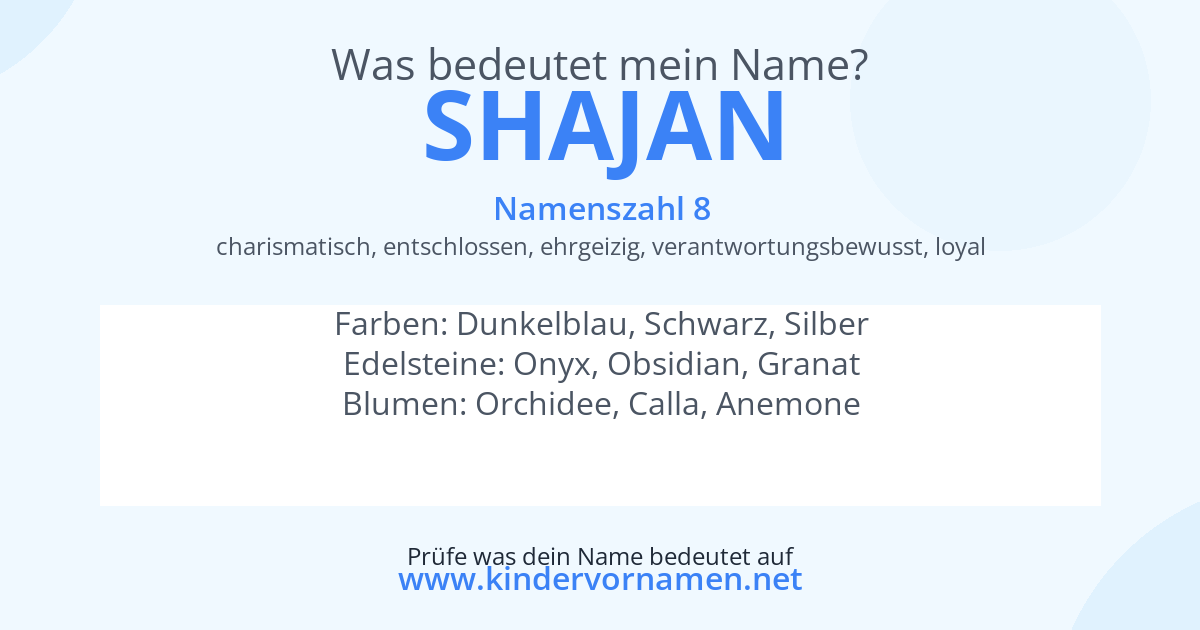 Was bedeutet der Name Shajan?