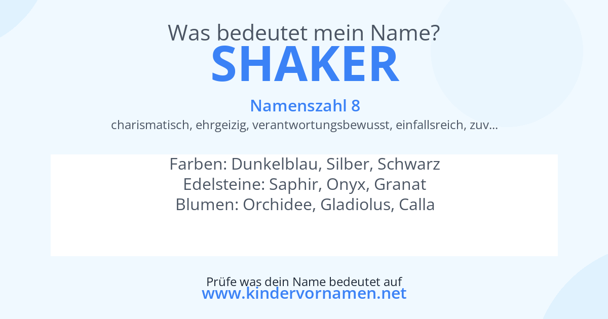 Was bedeutet der Name Shaker?