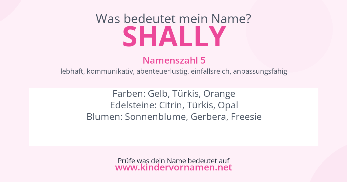 Was bedeutet der Name Shally?