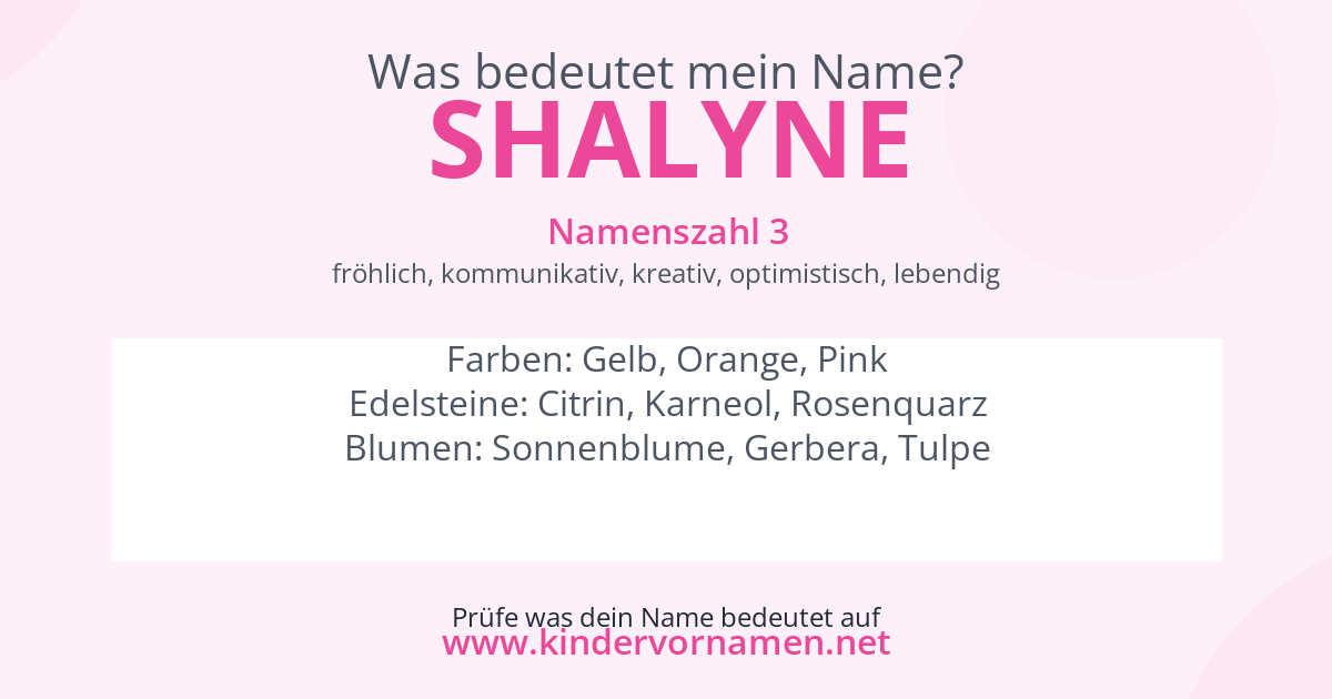 Was bedeutet der Name Shalyne?