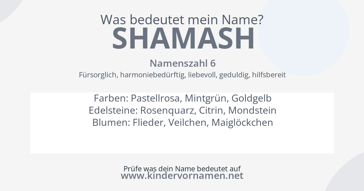 Was bedeutet der Name Shamash?
