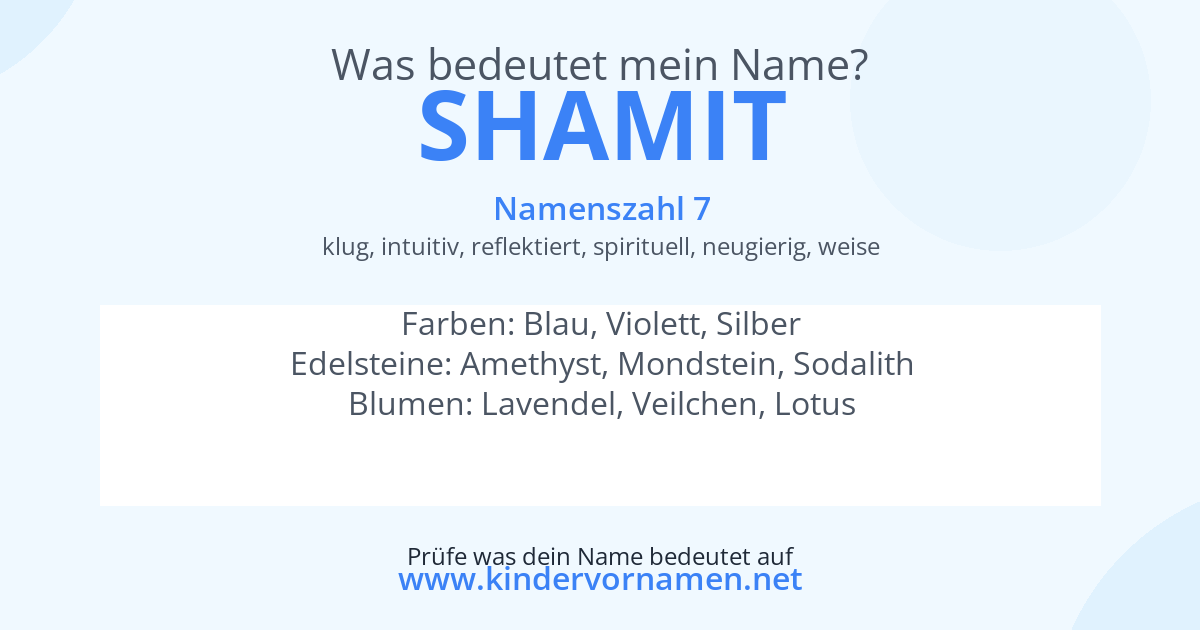 Was bedeutet der Name Shamit?